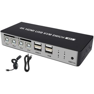 4 Port Hdmi Kvm Switch Ondersteuning Max 4K @ 30Hz Input Met Usb2.0 Hub 4 In 1 Out kvm Switch