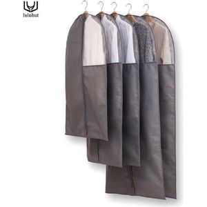 Luluhut kleding stofkap grijze kleur lange cover tas met rits grote jas pak opknoping tas met clear venster kleren protector