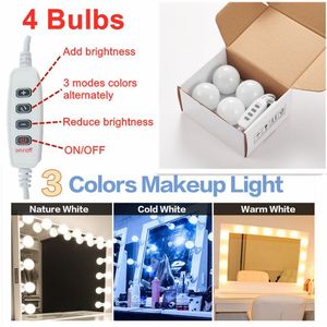 10Pcs Led Make Up Spiegel Lampen Usb Hollywood Make Make-Up Spiegel Verlichting Badkamer Kaptafel Verlichting Dimbare