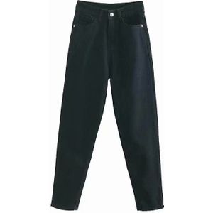 Tangada Vrouwen Zwarte Jeans Broek Lange Broek Zakken Rits Vrouwelijke Casual Denim Broek 4M239