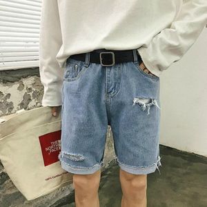 Jeans Mannen Denim Knielengte Gaten Ripped Koreaanse Style Chic Zomer Leisure Losse Heren Vintage Retro Ins Bf Eenvoudige Alle-Match