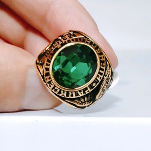 Groene Steen Anker Gouden Ring Rvs Sieraden Voor Mannen Jongens Koele Oceaan Navy Army Man Mannen Ringen Anker Sieraden Mannelijke