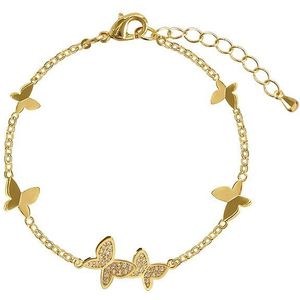 Zirkoon Vlinder Armband Vrouwelijke Kristal Armbanden Persoonlijkheid Mode-sieraden Goud Kleur Hand Keten Zoete Vlinder Armbanden