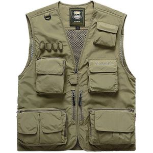 Mannen Multifunctionele Quick Dry Vissen Vest Mesh Losse Jas Outdoor Multipockets Fotografie Visser Taille Jas, Kaki