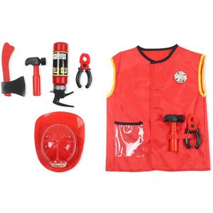 6 Stks/set Brandweerman Kostuum Kit Simulatie Kostuums Pak Voor Meisje Jongen Kinderen Party Uniformen Set Firefighter Accessoires