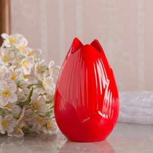 Keramische Lotus vaas rood wit Keramische vazen Tafelblad porselein bloemenvaas bruiloft woondecoratie accessoires moderne