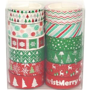 12 Rolls/Lot Decoratieve Kerst Washi Tape Set Paper Festival DIY Scrapbooking Zelfklevende Masking Tape Briefpapier Plakband