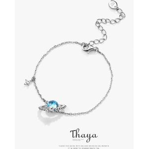 Thaya 100% 925 Sterling Zilveren Armband Klassieke Blauwe Handgemaakte Kristal Armband voor Vrouw Elegante Speciale Sieraden