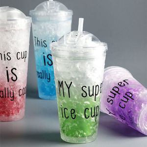 500Ml Zomer Cups Ice Bril Plastic Waterfles Met Deksel Koelkast Gemalen Ijs Cups