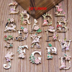 78 stks/partij Mode 26 Letters Enamel Lichtmetalen alfabet Hanger ABC Woorden tag Charms Sieraden DIY accessoires 18*13mm