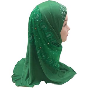 Leeftijd 2-7 Meisjes Kids Een Stuk Moslim Hijab Cap Underscarf C Mooie Kant Bloem Patroon Islamitische Meisjes amira Cap Klaar Om Te Dragen