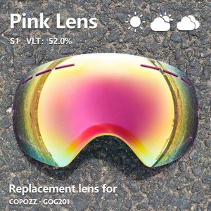 Copozz Lens Ski Bril Lens Voor Gog 201 Alleen Anti-Fog UV400 Sneeuw Goggles Eyewear Lens Vervanging (Lens alleen)