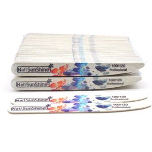 100 Stks/partij Kleurrijke Houten Nagelvijlen Wasbare Polijsten Nail Art File Buffer Schuren 100/120/180/240 Limas Pedicure gereedschap Kits