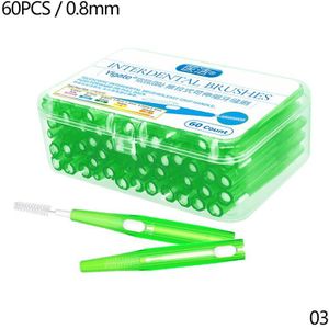 60Pcs 0.6-1.5Mm Interdentale Borstels Gezondheidszorg Tand Push-Pull Escova Verwijdert Voedsel En Plaque Beter tanden Mondhygiëne Tool