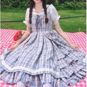 Plaid Bladerdeeg Jurk Classic Lolita Stijl Jurk Voor 12 Tot 14 Jarigen Japanse Schooluniform Jk Kleding Kostuums Voor meisje Party