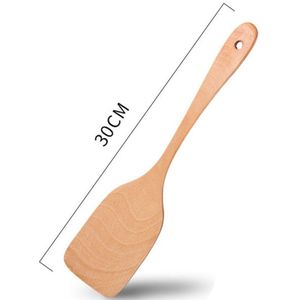 Hout Turner Lange Handvat Spatel Keuken Turner Non Stick Kookgerei Houten Spatel Sleuven Turner Set Houten Gebruiksvoorwerpen