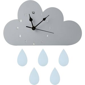 1 Pc Duurzaam Nordic Houten Cloud Raindrop Vormige Wandklok Kwekerij Kinderkamer Decoratie Met 5 Raindrop Platen