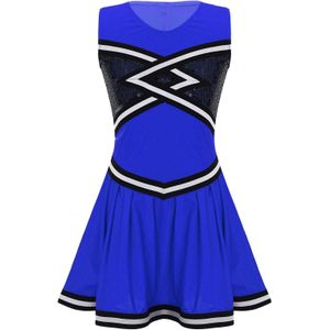 Kids Girls Cheerlead Costume Uniforms Dress Sequins Patchwork Cheerleading Dance Dress Dancing Competiton Children Dancewear