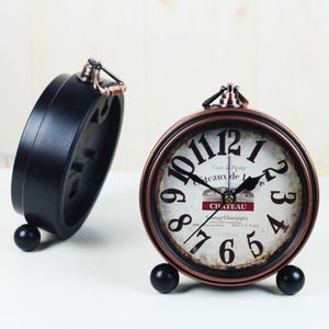 Retro Vintage Luxury Iron Clock Silent Battery Operated Desk Clock Table Clock Antique Office Home Living Room Decoration