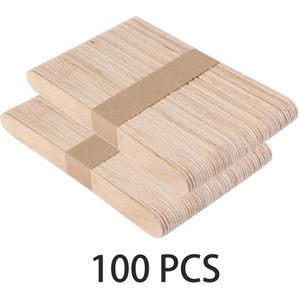 50/100Pcs Wegwerp Houten Tong Depressors Houten Ontharing Tattoo Waxen Spatel Stok Tong Voor Beauty Tools