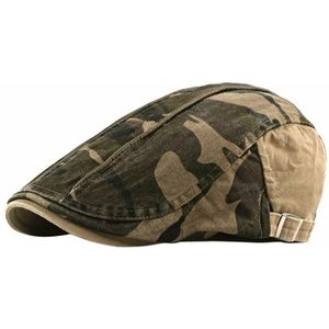 Mannen \ 'S Katoenen Hoed Camouflage Flat Top Hat Vrouwelijke Lente En Zomer Camouflage Baret Wassen Cap