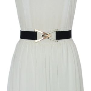 Vrouwen Driehoekige Gesp Riem Elastische Elasticiteit Gouden Riemen Voor Vrouwen Metalen Gesp Tailleband Vrouwelijke Jurk Mode