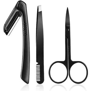 3 Stks/set Zwarte Wenkbrauw Tweezer Kit Platte Tip Clip Wenkbrauw Beauty Make-Up Tool Rvs Trim Wenkbrauwen Tool