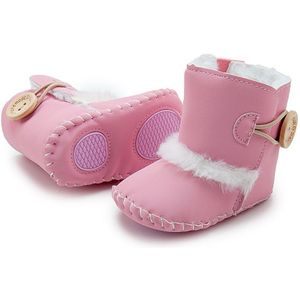 0-18M Pasgeboren Baby Baby Meisjes Snowboots Winter Warm Baby Schoenen Solid Button Pluche Enkellaarsjes