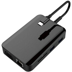 Usb Hub 9 In 1 Multi-Poort Usb C Dual RJ45 Hdmi Adapter 3.5 O Vga Pd Opladen Dock stations Voor Pc
