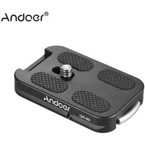 Andoer QR-60 Quick Release Plate 1/4 ""Schroef Mount w/Attachment Loop voor Arca-Swiss Balhoofd Statief voor Canon Nikon Sony DSLR