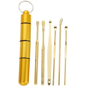 6 Stks/set Draagbare Roestvrij Stalen Spiraal Oor Pick Lepel Oorsmeer Removal Cleaning Earpick Oor Schoner Oor Lepel Care Tools