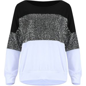 Vrouwen Dames Glitter Sequin Lange Mouwen Top Truien Sweatshirts Vrouwelijke Patchwork Losse Jumper Lente Slijtage Tops