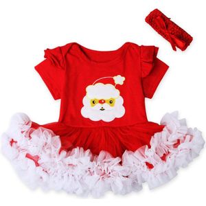 Baby Kerst Kostuum Rode Leuke Baby Meisjes Romper Baby Kids Tulle Outfits Strik Hoofdband Peuter Meisjes Xmas Sunsuit