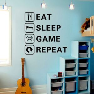 EET SLAAP SPEL Trilogy muursticker voor jongen kinderen kamers woonkamer Decals behang woondecoratie Game room stickers