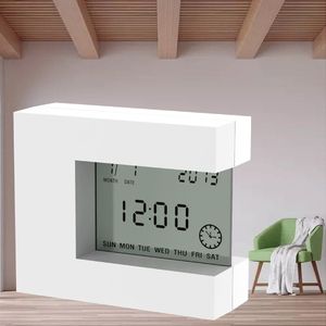 Digitale Tafel Lcd Wekker Wit Met Kalender En Temperatuur & Timer Moderne Elektrische Slaapkamer Klok Batterij Opearated Voor Thuis