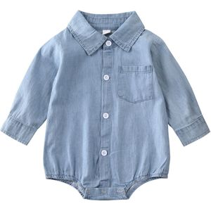 0-18M Pasgeboren Baby Baby Meisjes Jongens Denim Rompertjes Ruches Lange Mouwen Jumpsuit Peuter Baby Kostuums Herfst Lente kleding