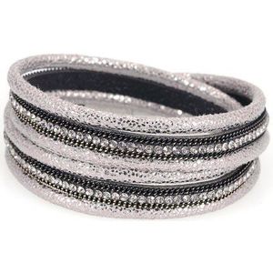 Miasol Dubbele Wrap Bling Crystal En Ketting Touw Gewikkeld Magnetische Sluiting Armbanden Voor Vrouwen Partij Bruiloft Sieraden
