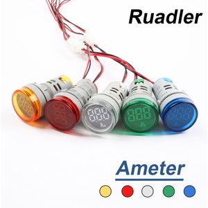 Plastic 22Mm AD16-22DSA Mini Ampèremeter Current Meter Indicator Led Met Ct Transformator Wit Geel Rood Groen Blauwe Verlichting