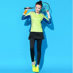 Tafeltennis Kleding Pak Badminton Dragen Vrouwen Pak Rok Broek Winter Snel Droog Kleding Lange Mouw Sport Set