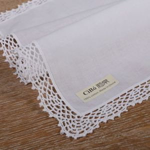 D001: Wit premium katoen kant zakdoeken haak zakdoeken voor vrouwen/dames wedding zakdoek