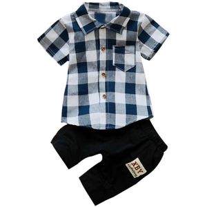 Peuter Kids Baby Jongen Plaid T-shirt Tops + Shorts Broek 2 Stuks Outfits Kleding Set 5.21