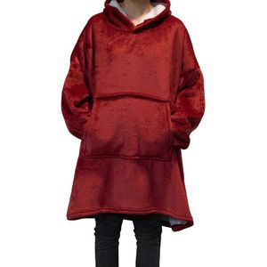 Winter Warm Tv Sofa Deken Met Mouwen Fleece Pocket Hooded Gewogen Deken Volwassenen Kids Oversized Sweatshirt Deken Voor Bed