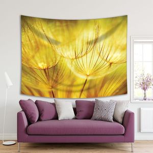Tapestry Paardenbloemen In Zonlicht Heldere Kleur Bloem Bloesem Voorjaar Wilde Natuur Close-Up Foto Geel Lime Green