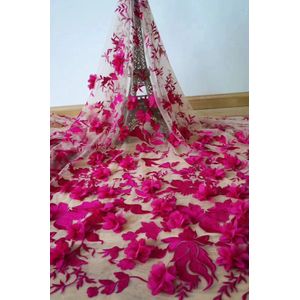 Rode Zware Borduurwerk Kant Stof Met 3d Bloemen Super Delicate Fancy Dress Laatste Wedding Franse Afrikaanse Kant Rok Swing,