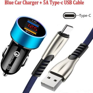 5A Snel Opladen Usb Type-C Kabel Voor Huawei P20 P30 P40 Lite Honor 9S 9C 9A 30 20 Pro 9X Lite Qc 3.0 Led Display Car Charger