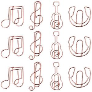 12Pcs Muzieknoten Mini Paperclips Kawaii Briefpapier Metal Clear Bindmiddel Clips Foto 'S Tickets Notities Brief