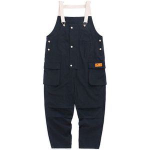 Katoenen Mannen Zakken Knoppen Losse Bib Overalls Hip Hop Bretels Jumpsuits Overall Blauw Kaki Mannen Shorts