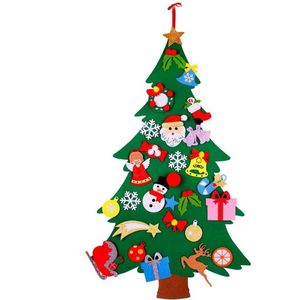 Kids Vilt Kerstboom Met Ornamenten Xmas Diy Deur Muur Opknoping Decor