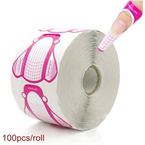 100pcs Gold Professionele Nagel Vormen 100 pcs/Roll Wit Roze Nail Art Tips Nail Gids Sticker voor Nail extensions DIY