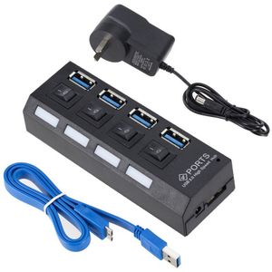 Grwibeou Usb 3.0 Hub Super Speed 5Gbps Usb3.0 4 Ports Hub Draagbare Usb 3.0 Hub Splitter Met Externe Voeding adapter Voor Pc Acc